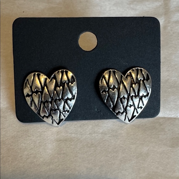 Silver Heart Earrings For Pierced Ears - Picture 5 of 11